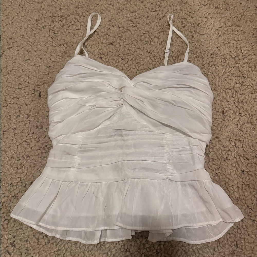 Vestique White Ruched Camisole Top